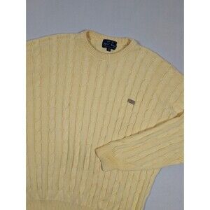 Blue Eagle Les Copains Men Cable Knit Sweater XXL EU 50 Yellow Cotton Italian